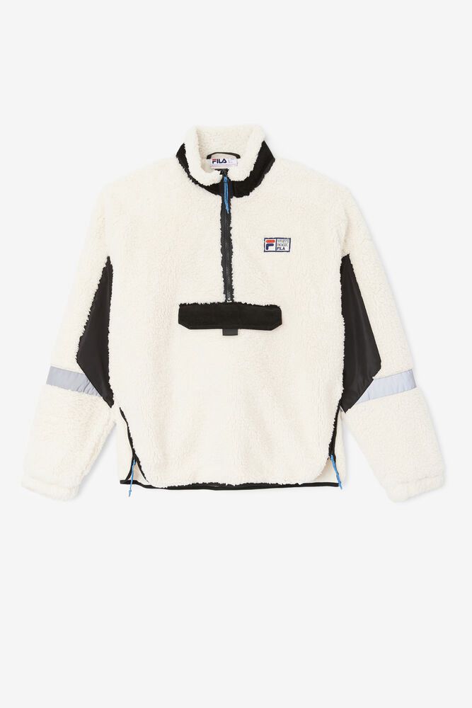 Fila Jacket Dyno Sherpa 1/2 Zip Mens White - India FAQ-146352